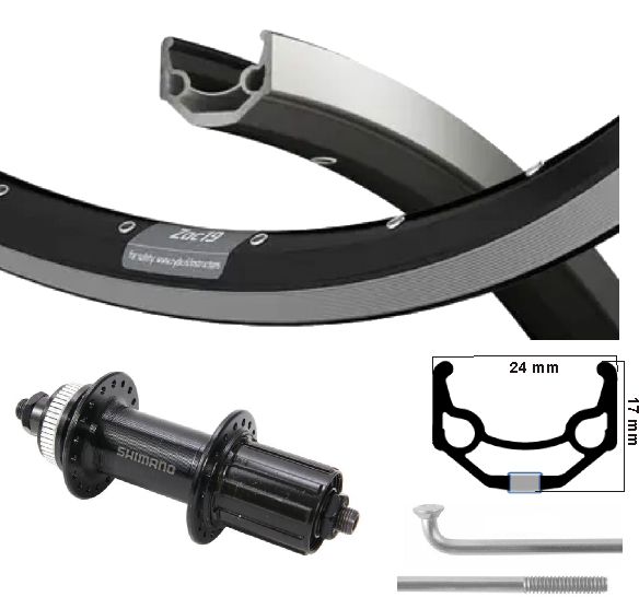 Kgs achterwiel 28 inch ( 622 ) zwart-rr cassette v-brake centerlock 8-10 spd qr