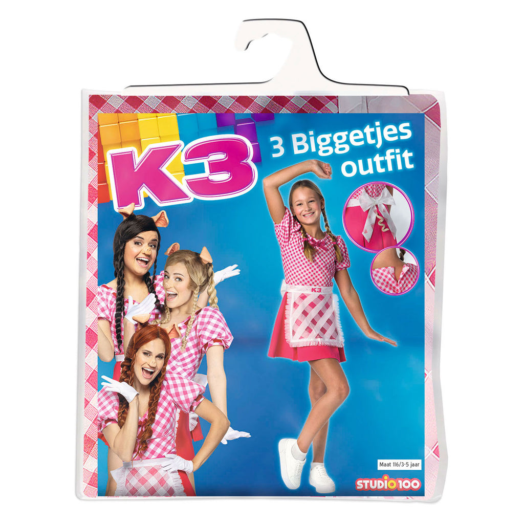 K3 verkleedjurk - 3 biggetjes, 3-5 jaar