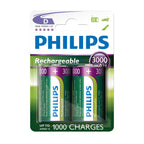 Battery sales europe oplaadbare batterijen philips rechargeable nimh d hr20 3000mah, 2st.