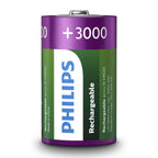 Battery sales europe oplaadbare batterijen philips rechargeable nimh d hr20 3000mah, 2st.
