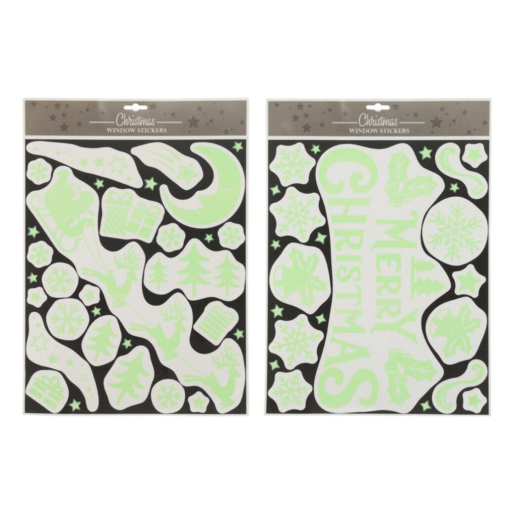 Raamstickers glow in the dark kerst