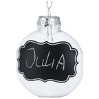 Transparante kerstballen met krijtlabels, 4st.