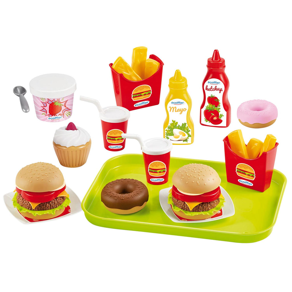 Ecoiffier voedsel en snackset + dienblad 25-delig