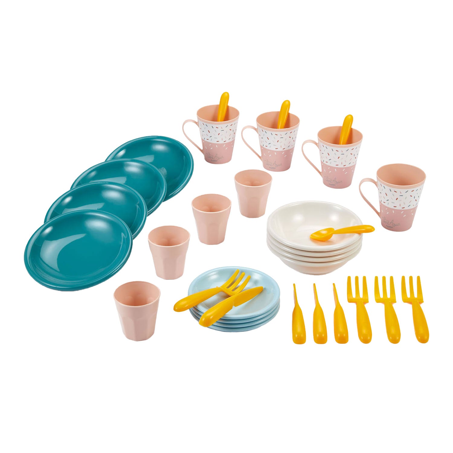 Ecoiffier vert azur picknick speelset met kartonnen picknickmand - 32dlg.