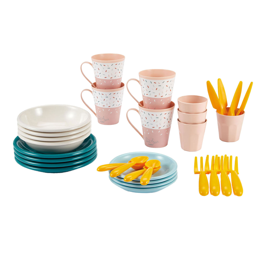 Ecoiffier vert azur picknick speelset met kartonnen picknickmand - 32dlg.