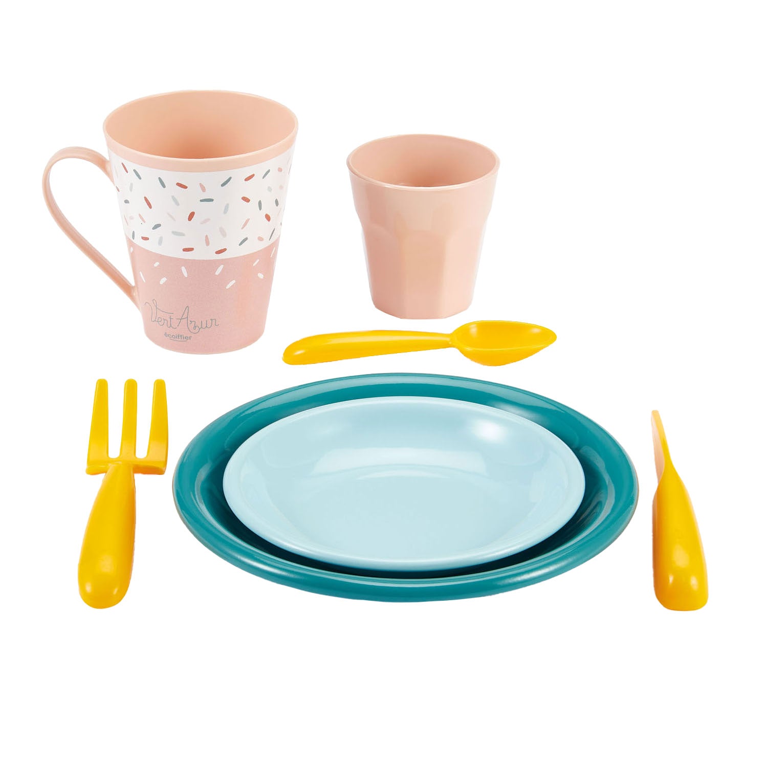Ecoiffier vert azur picknick speelset met kartonnen picknickmand - 32dlg.