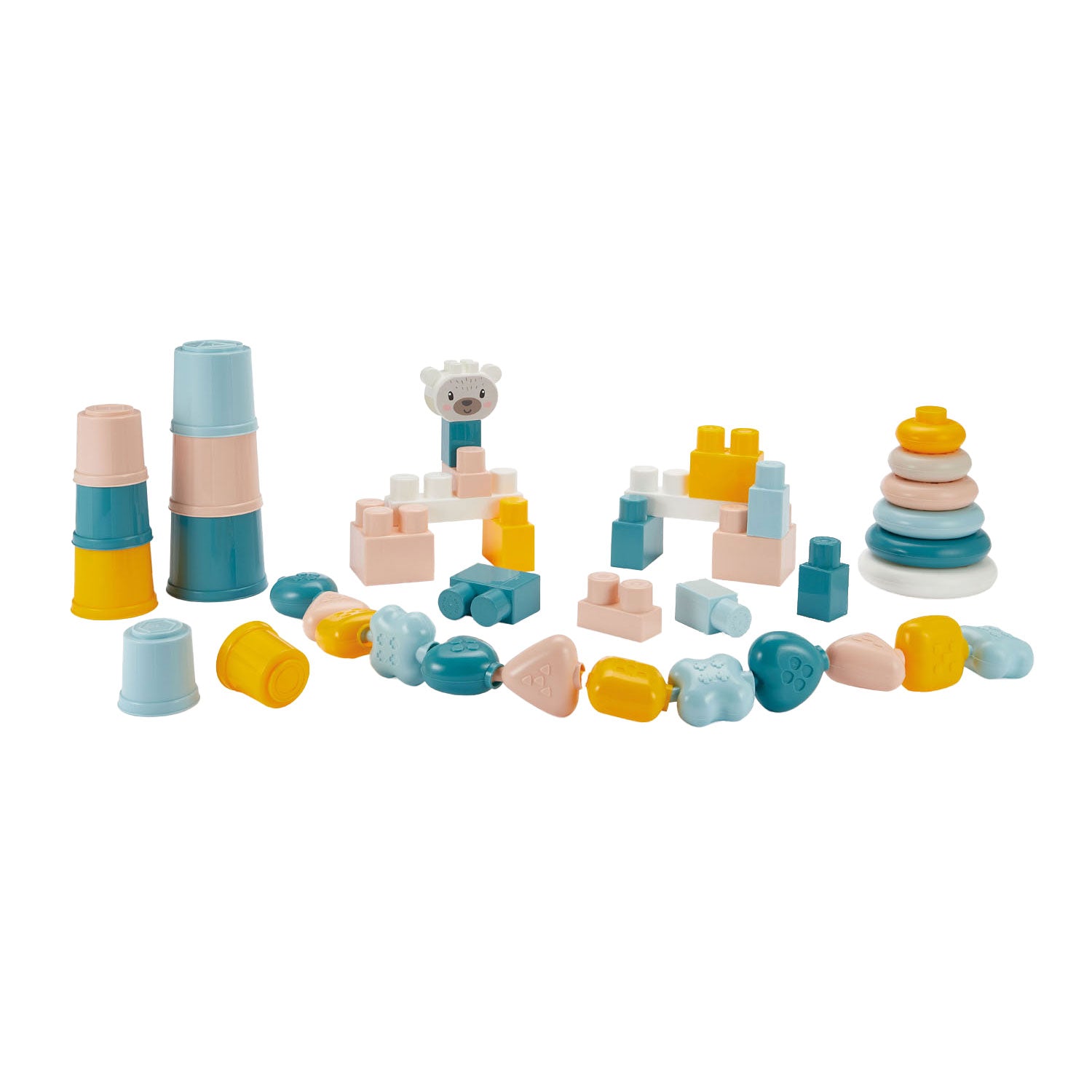 Abrick ecoiffier bb babyspeelgoed 4in1 speelset in opbergbox - 41dlg.