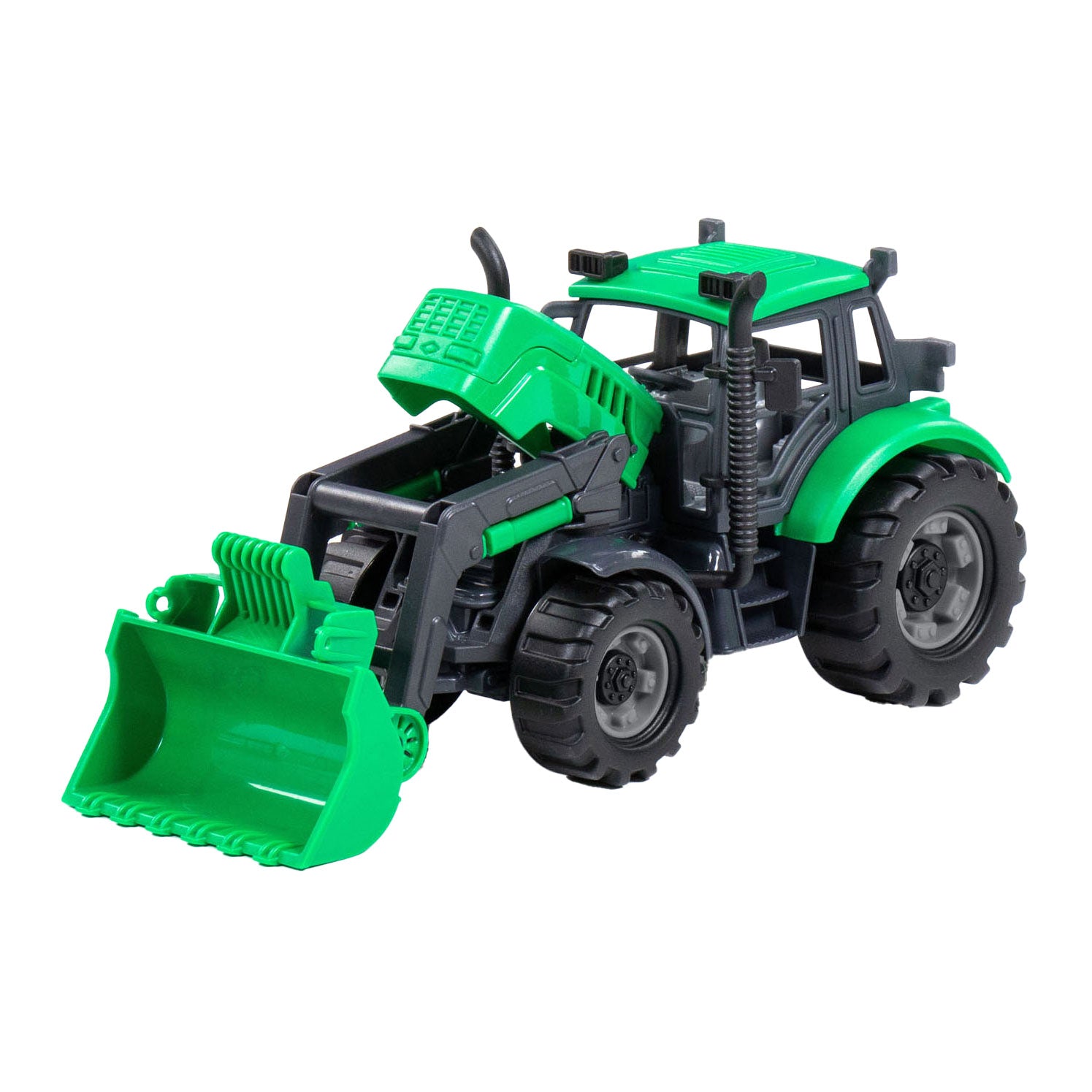 Merkloos cavallino tractor met shovel groen, schaal 1:32