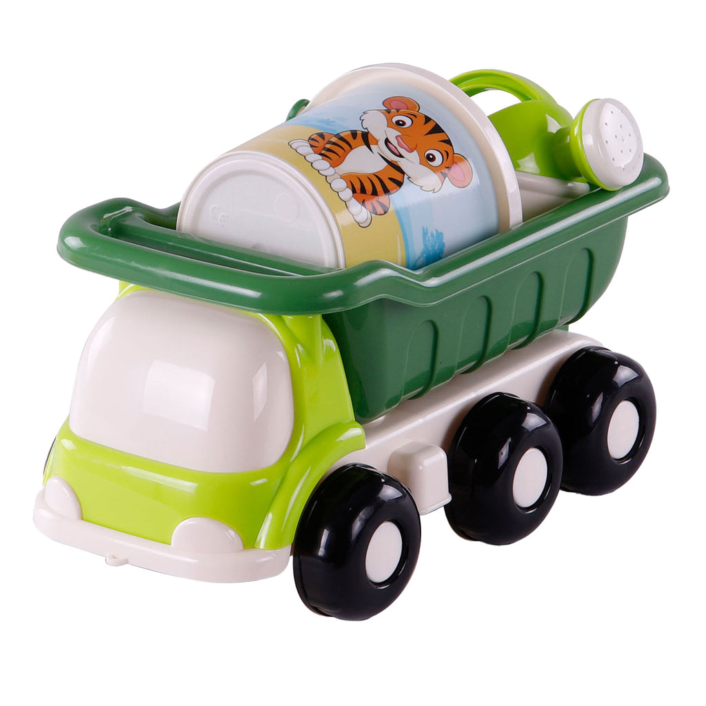Cavallino strand kiepwagen met emmerset groen, 5dlg.