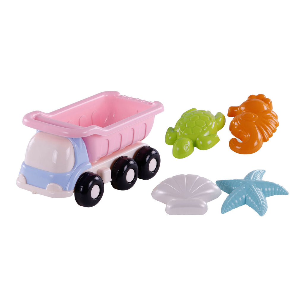 Cavallino strand kiepwagen met 4 zandvormen roze