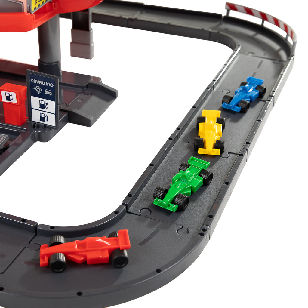Cavallino racing parkeergarage met 4 verdiepingen en auto's speelset