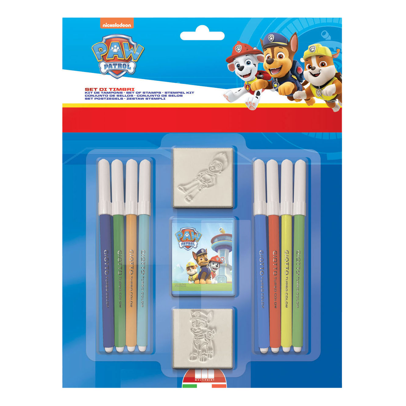 Paw patrol kleur- en stempelset 11-delig