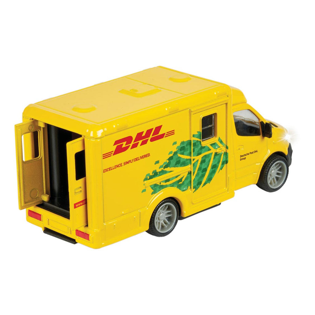 Majorette grand series mercedes-benz sprinter dhl metaal licht en geluid 12,5 cm speelgoedvoertuig