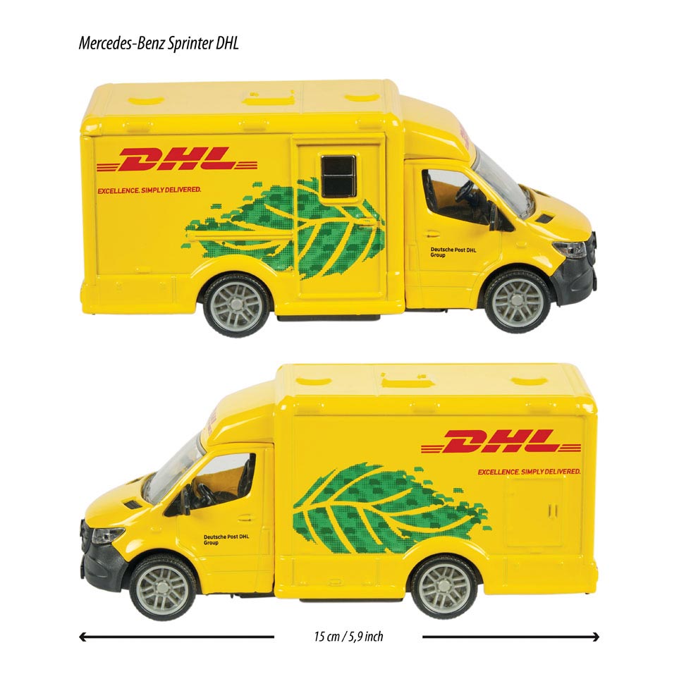 Majorette grand series mercedes-benz sprinter dhl metaal licht en geluid 12,5 cm speelgoedvoertuig