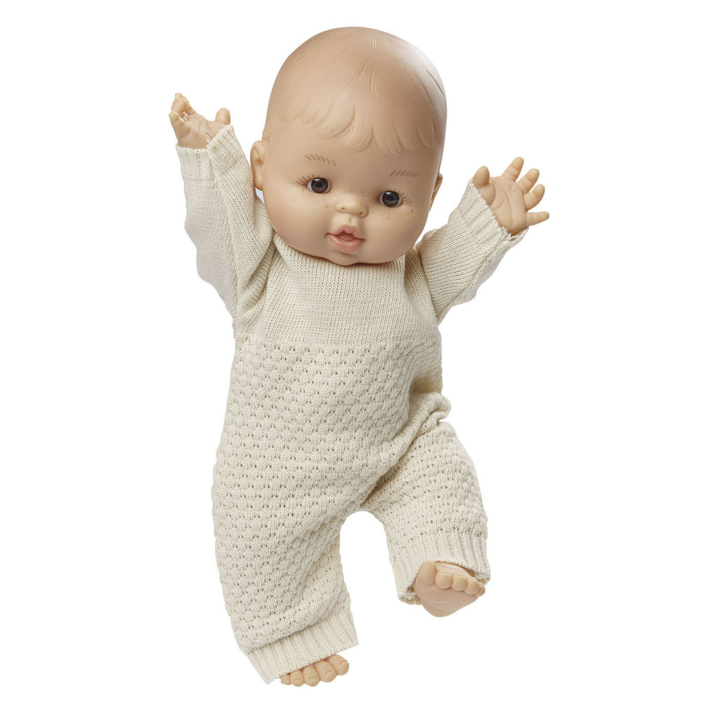 Heless poppen brei overall ecru, 28-35cm
