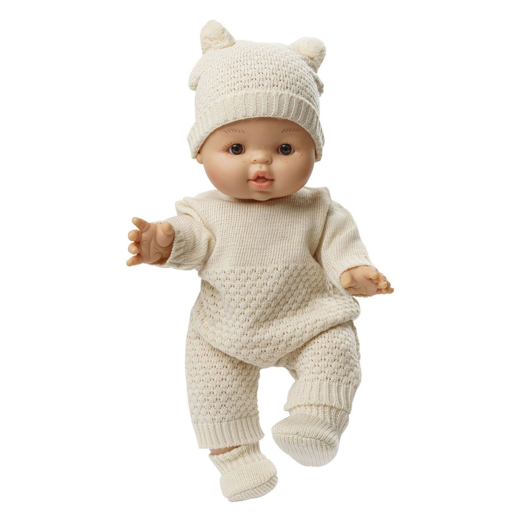 Heless poppen brei overall ecru, 28-35cm