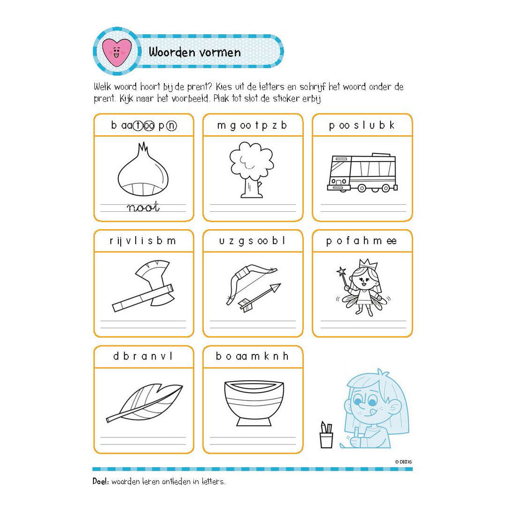 Deltas oefenboek met stickers - leuke schrijfoefeningen (6-7 jaar)