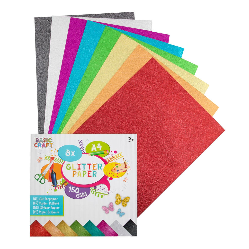Grafix glitterpapier a4 8 vel
