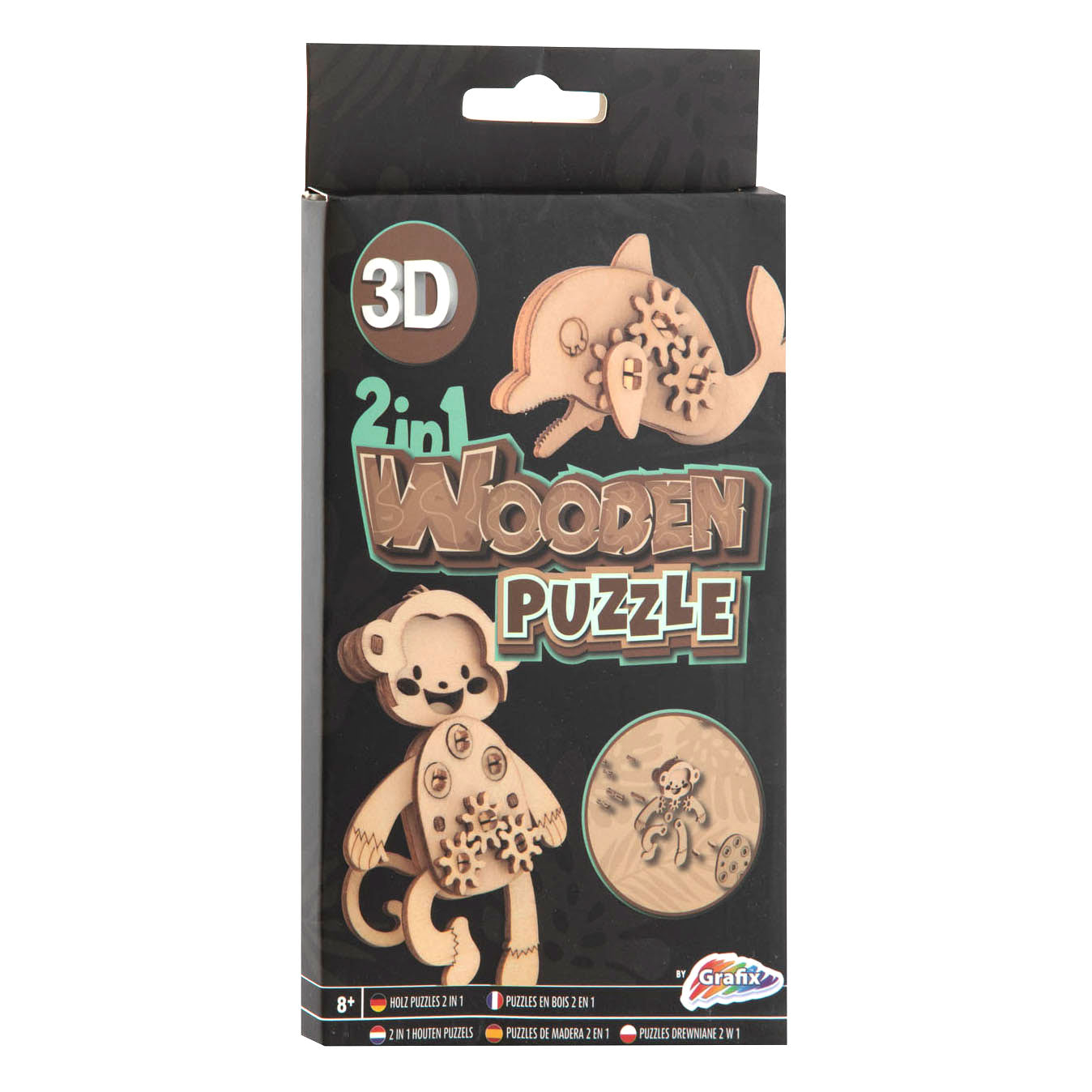 Grafix 2-in-1 houten 3d dierenpuzzels