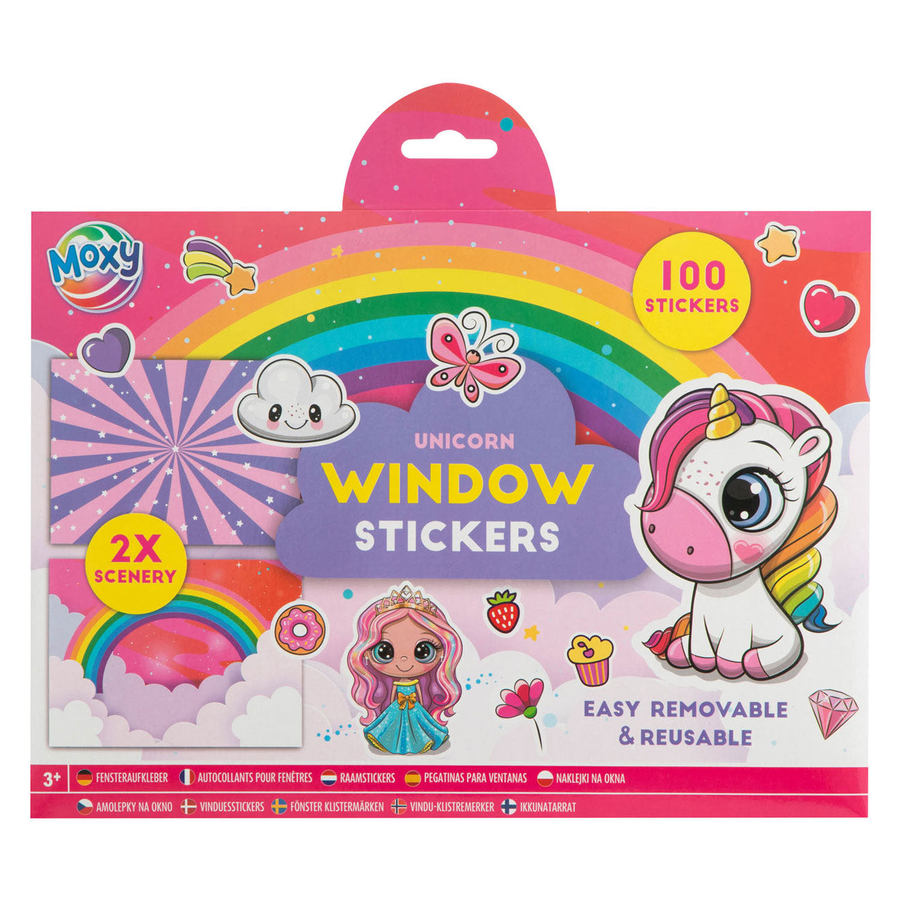 Grafix raamstickers met 2 sticker scenes - eenhoorn, 100st.