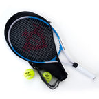 Tennisracket met hoes en 2 ballen - blauw