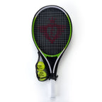 Tennisracket met hoes en 2 ballen - groen