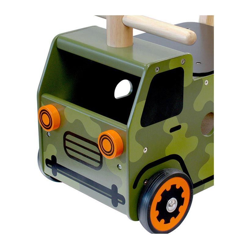 I'm toy loop- en duwwagen legertruck