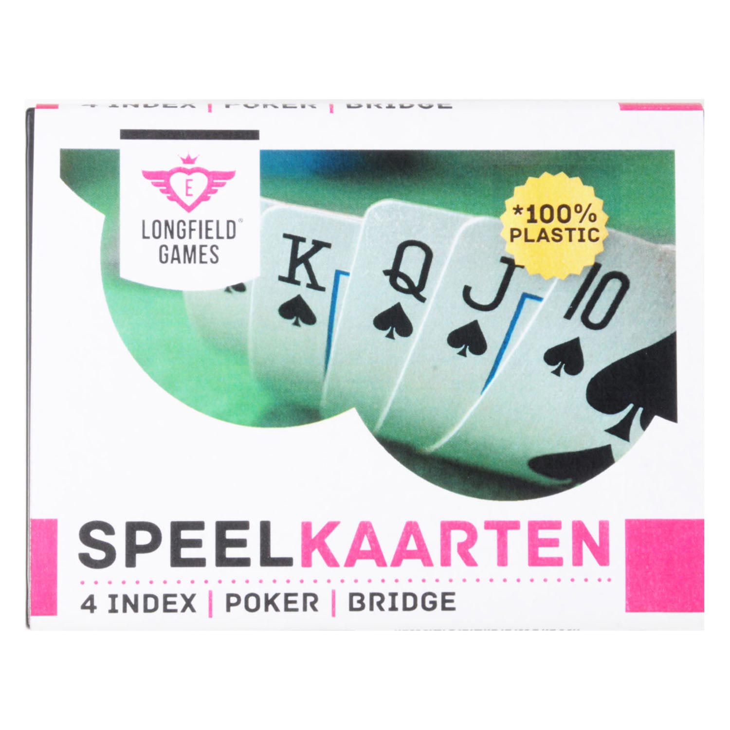 Longfield speelkaarten 100% plastic, 2 sets in kunsstof doos