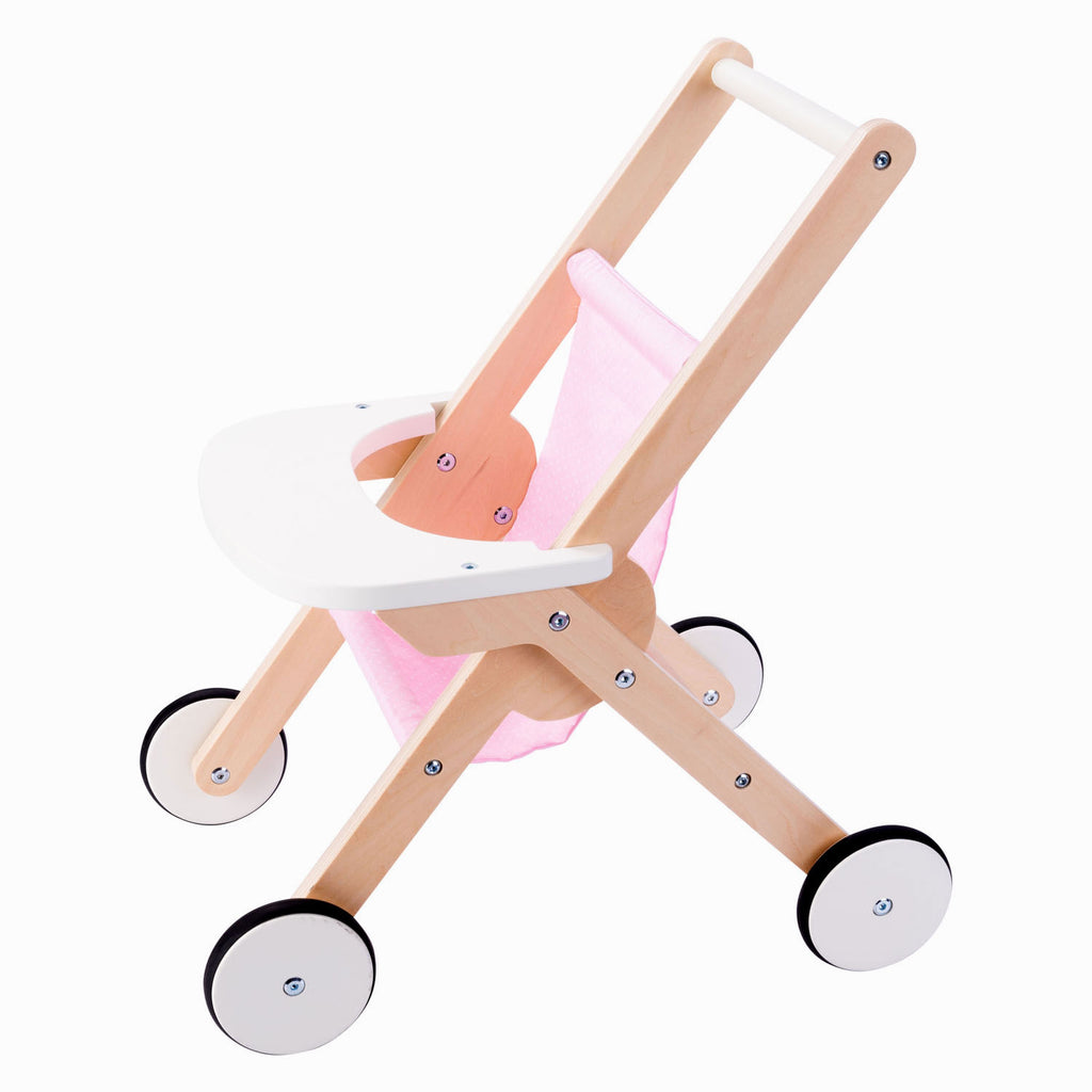 Angel toys houten poppenwandelwagen roze