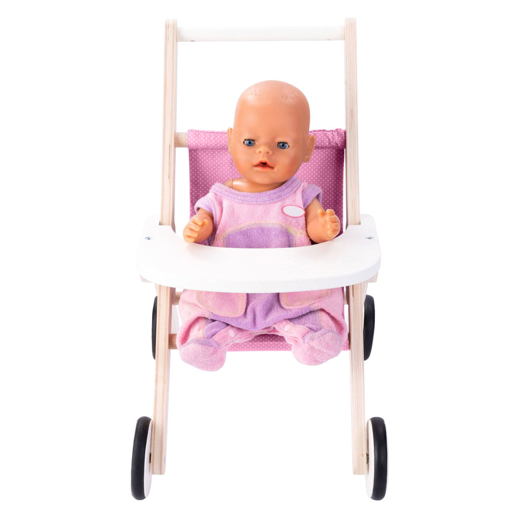 Angel toys houten poppenwandelwagen roze