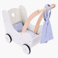 Houten poppenloopwagen grijs wit