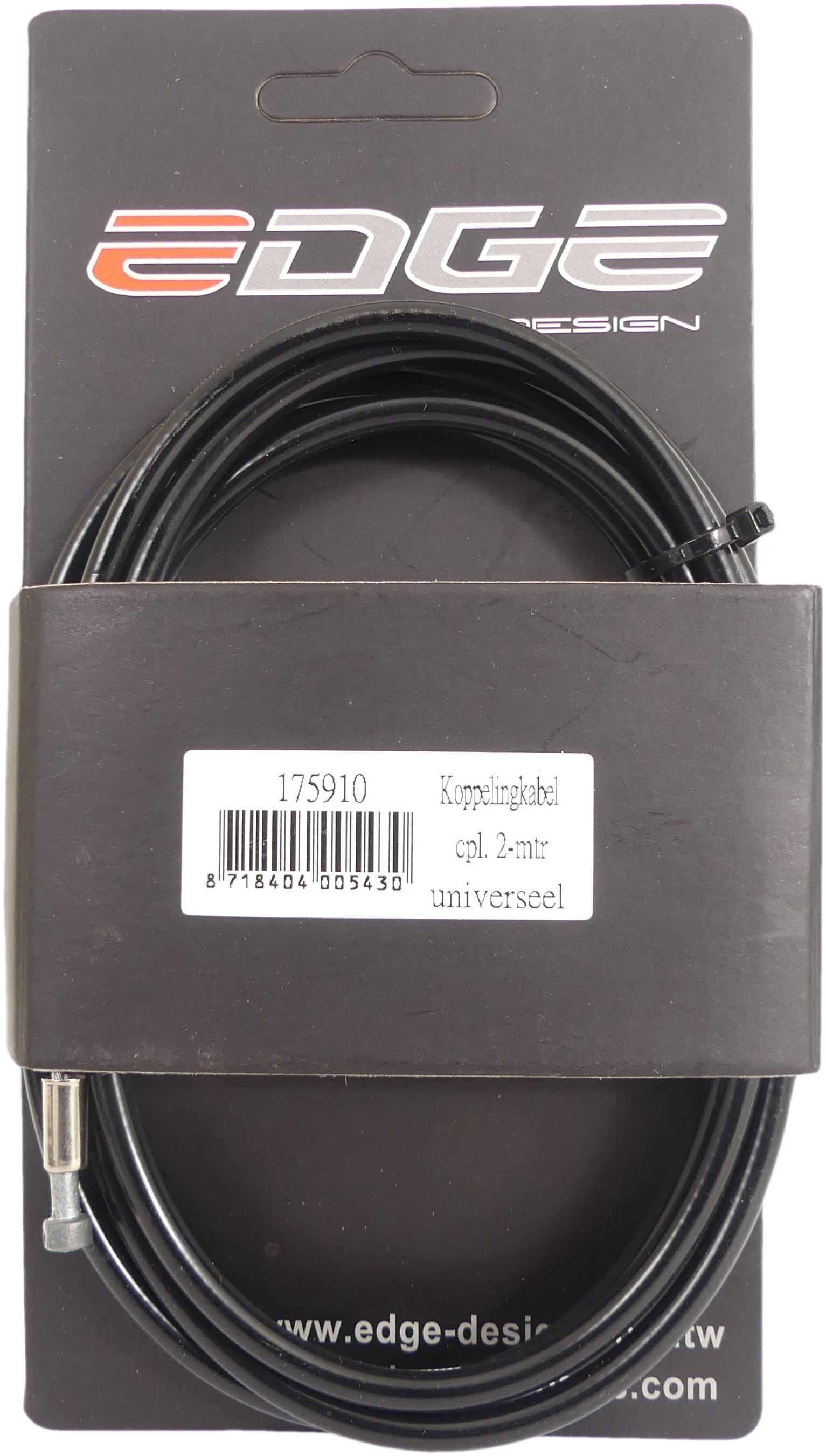 Edge koppelingskabel remkabel 1700 2000mm v-nippel - zwart