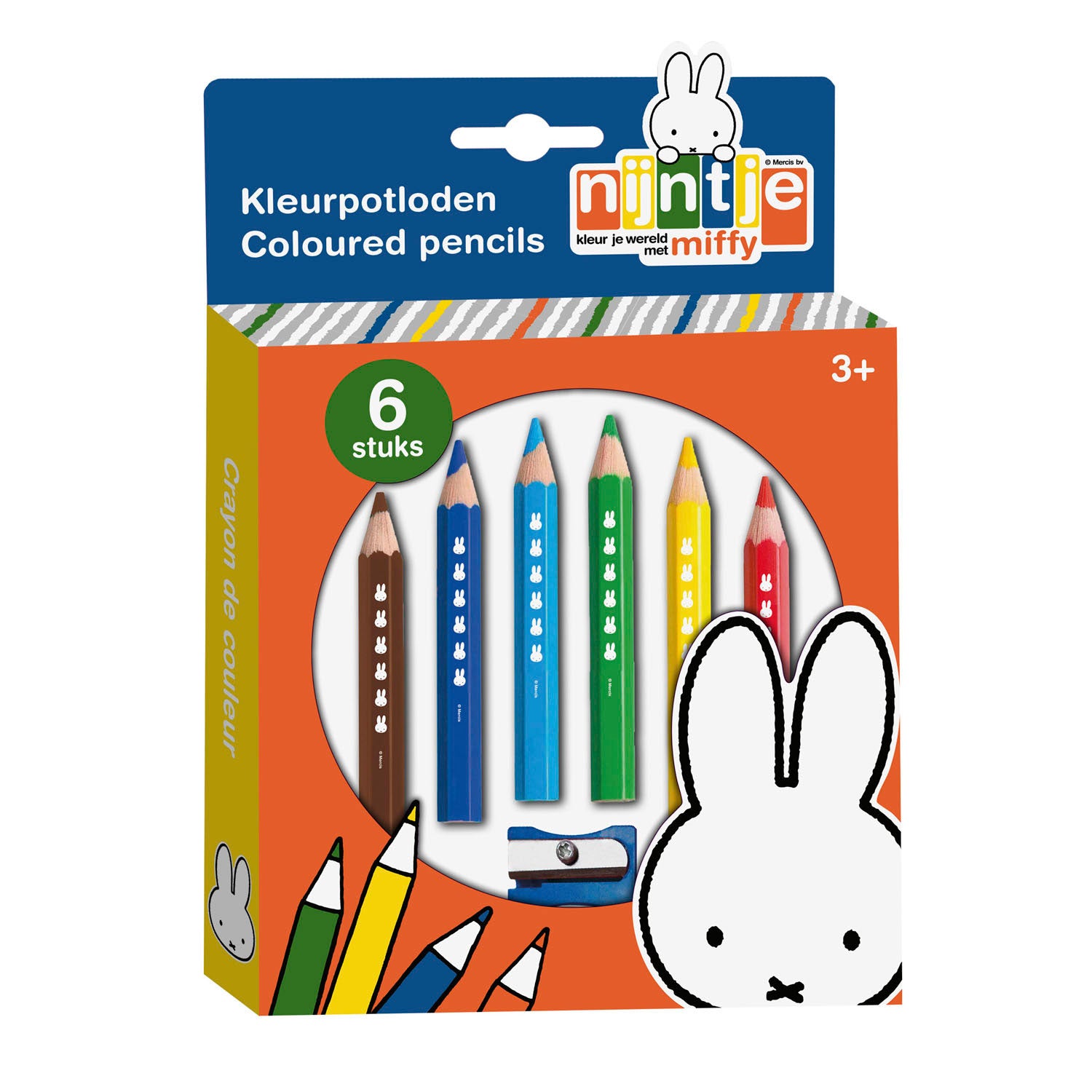 Bambolino nijntje kleurpotloden 6 stuks + puntenslijper