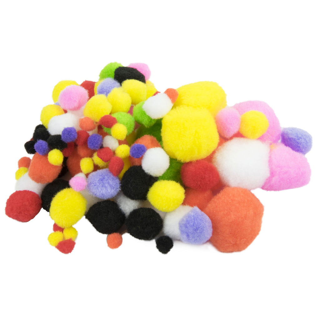 Gekleurde pompons, 100st.