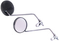 Edge spiegelset met klem m8 met helder glas - ronde vorm - zwart chroom