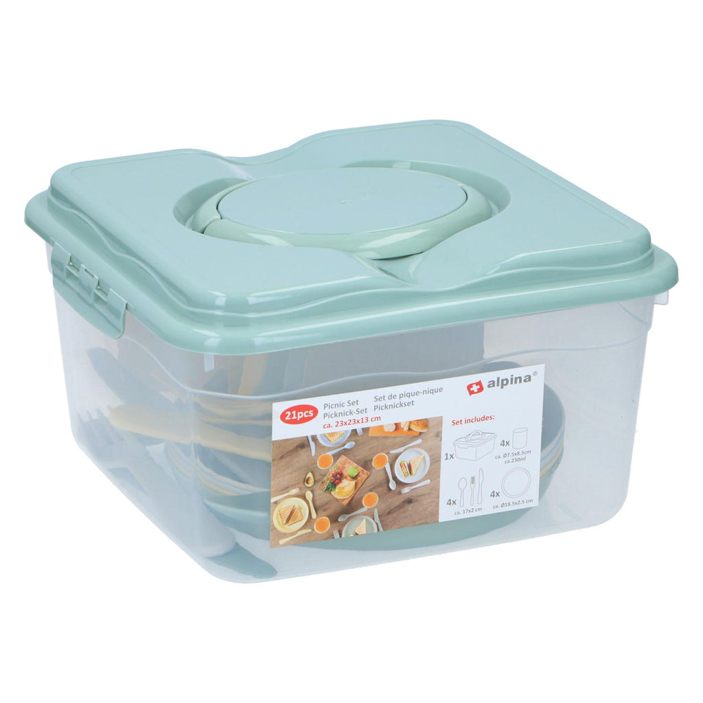 Alpina picknickset in opbergbox, 21dlg.