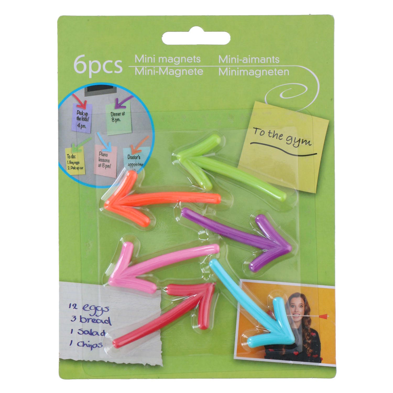 Memo mini magneet pijl, 6st.