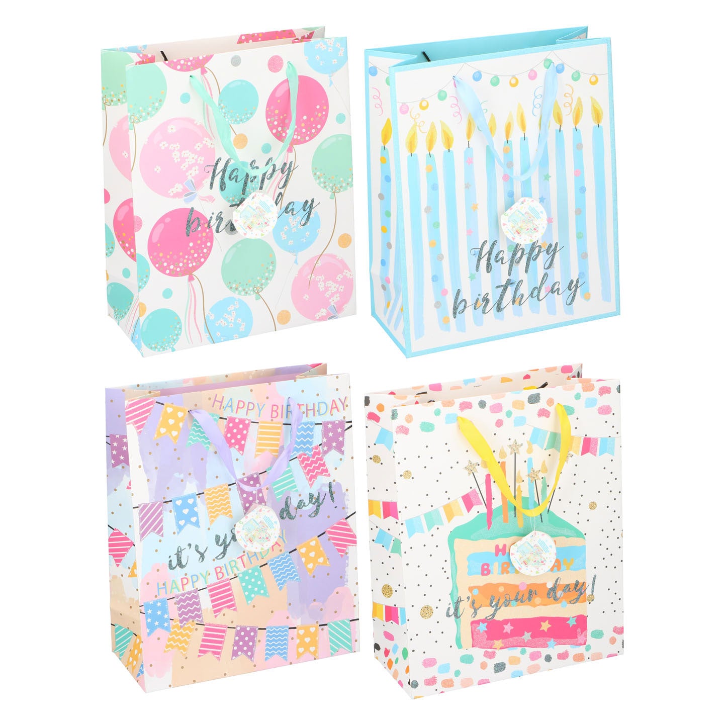Cadeautas happy birthday glitter ballon 26x12x32cm