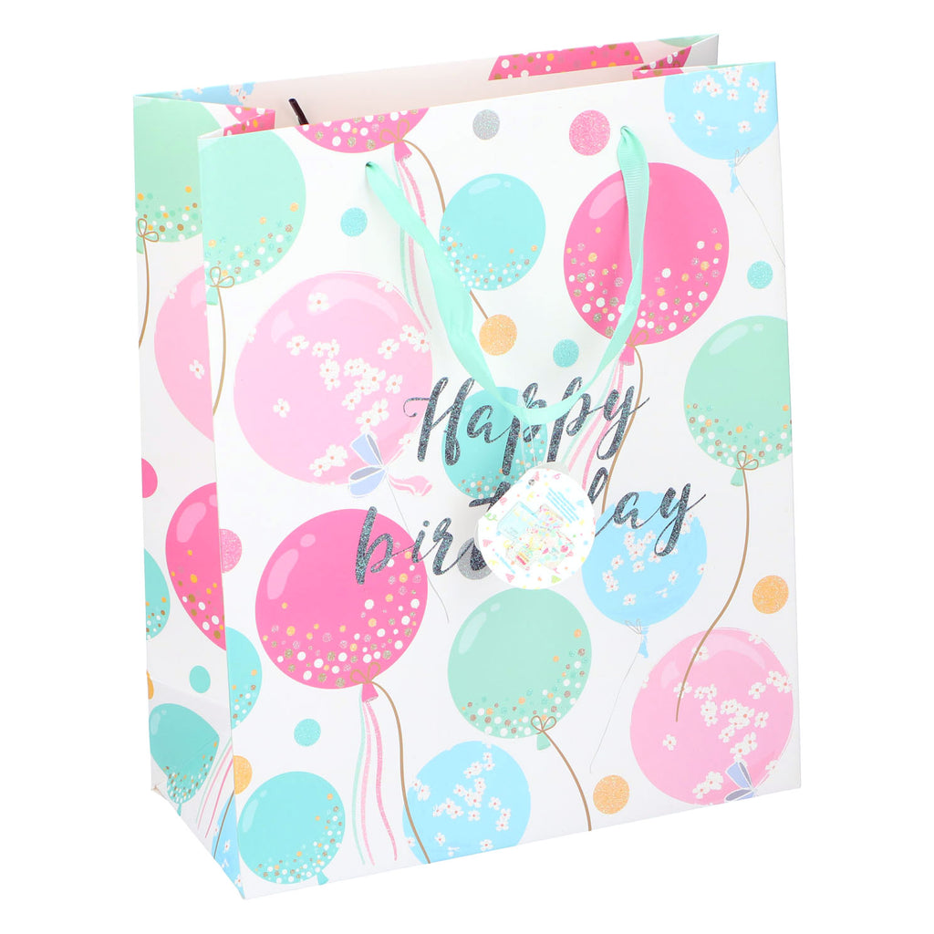 Cadeautas happy birthday glitter ballon 26x12x32cm