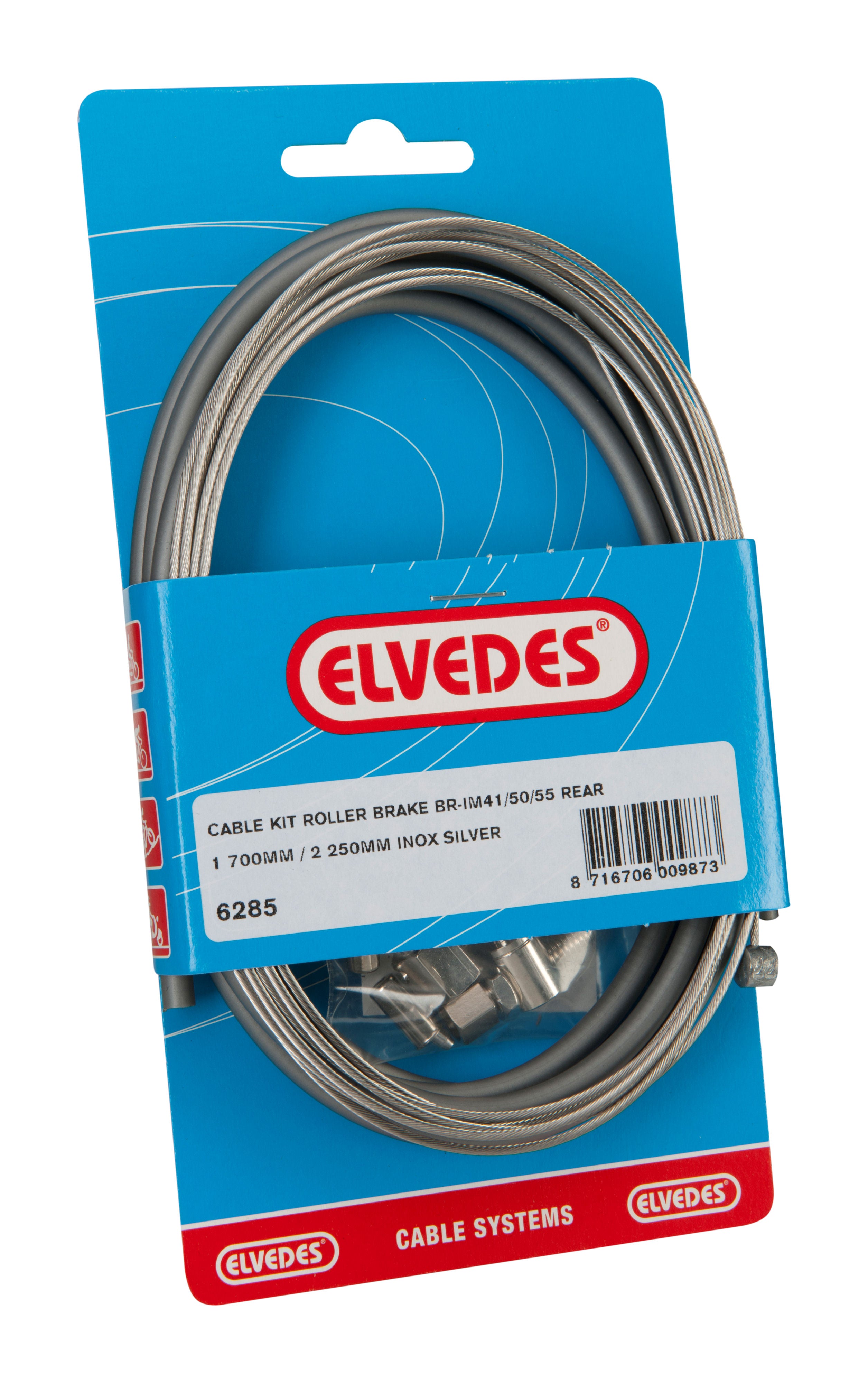 Rollerbrake kabelkit Elvedes BR-IM85 81 55 45 1700mm 2250mm RVS - zilver (op kaart)
