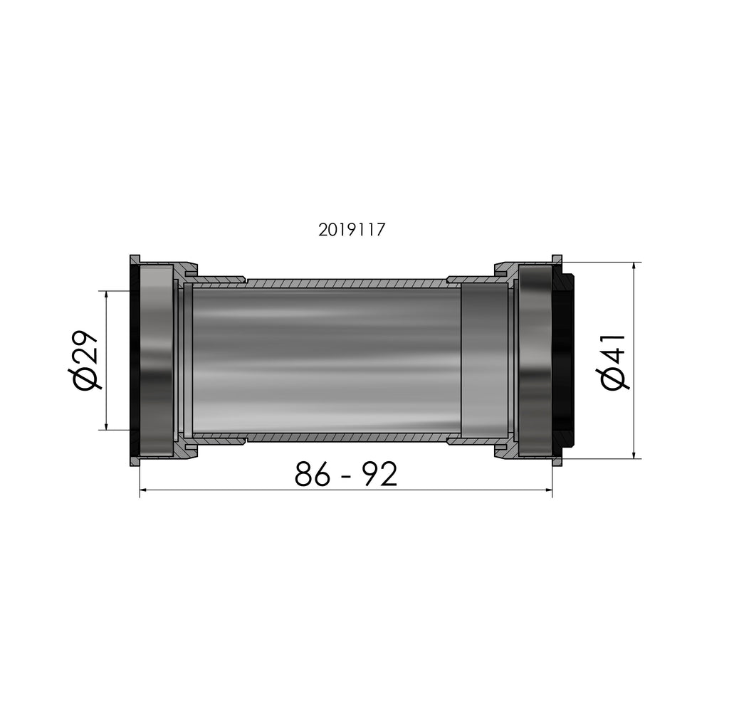 Trapas Elvedes voor SRAM DUB Press Fitt BB86 92 ø41mm