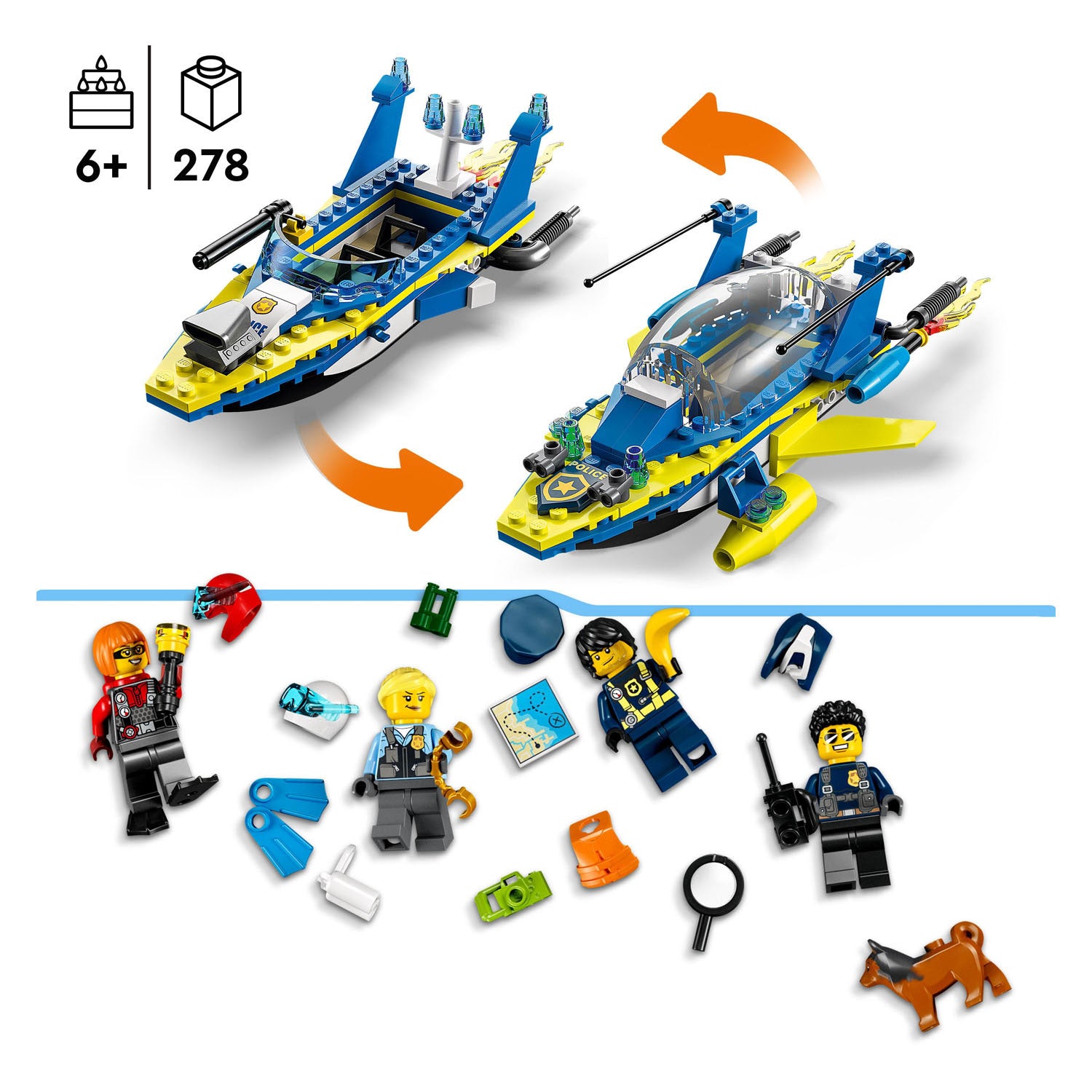Lego city - waterpolitie recherchemissies constructiespeelgoed (60355)