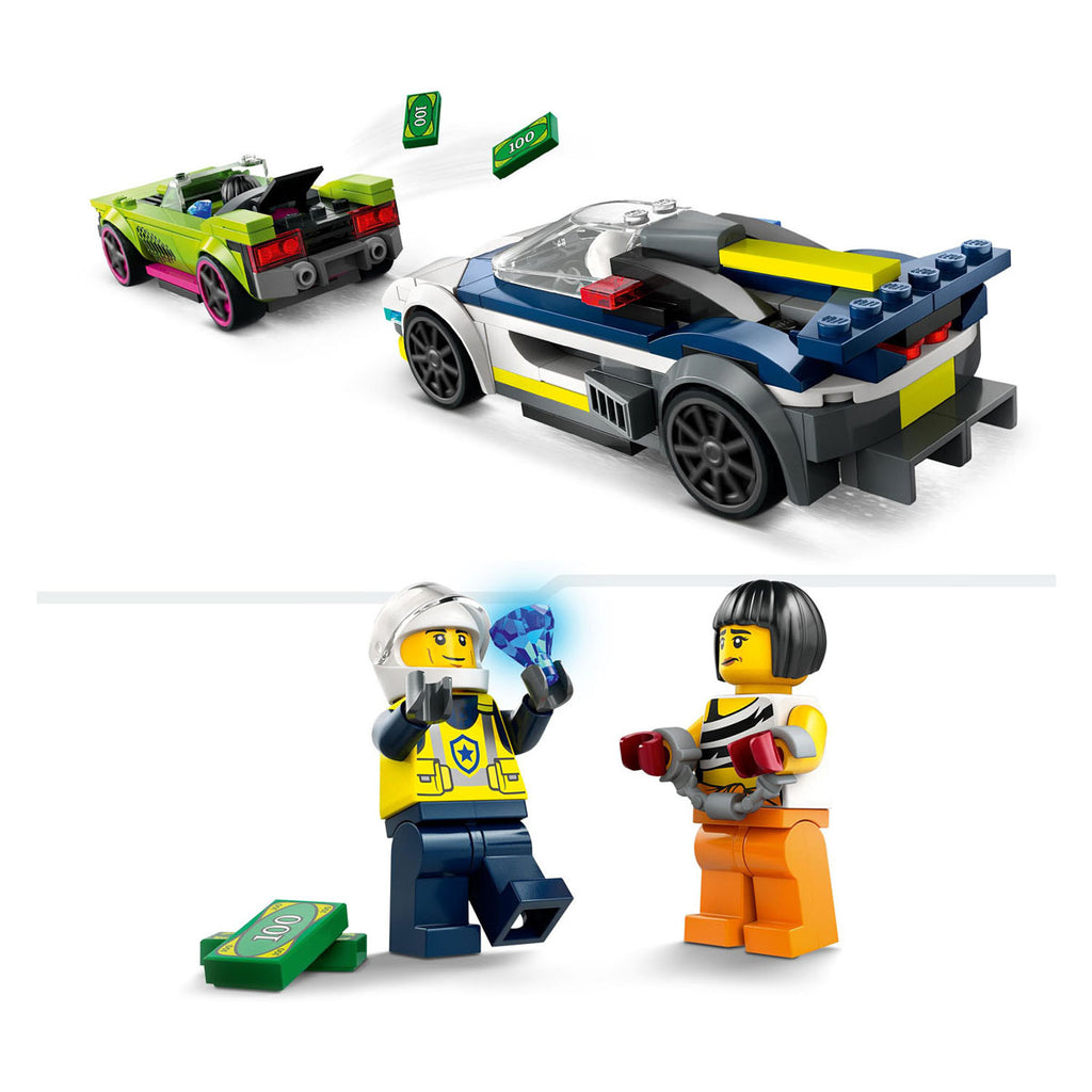 Lego city 60415 politiewagen en snelle autoachtervolging