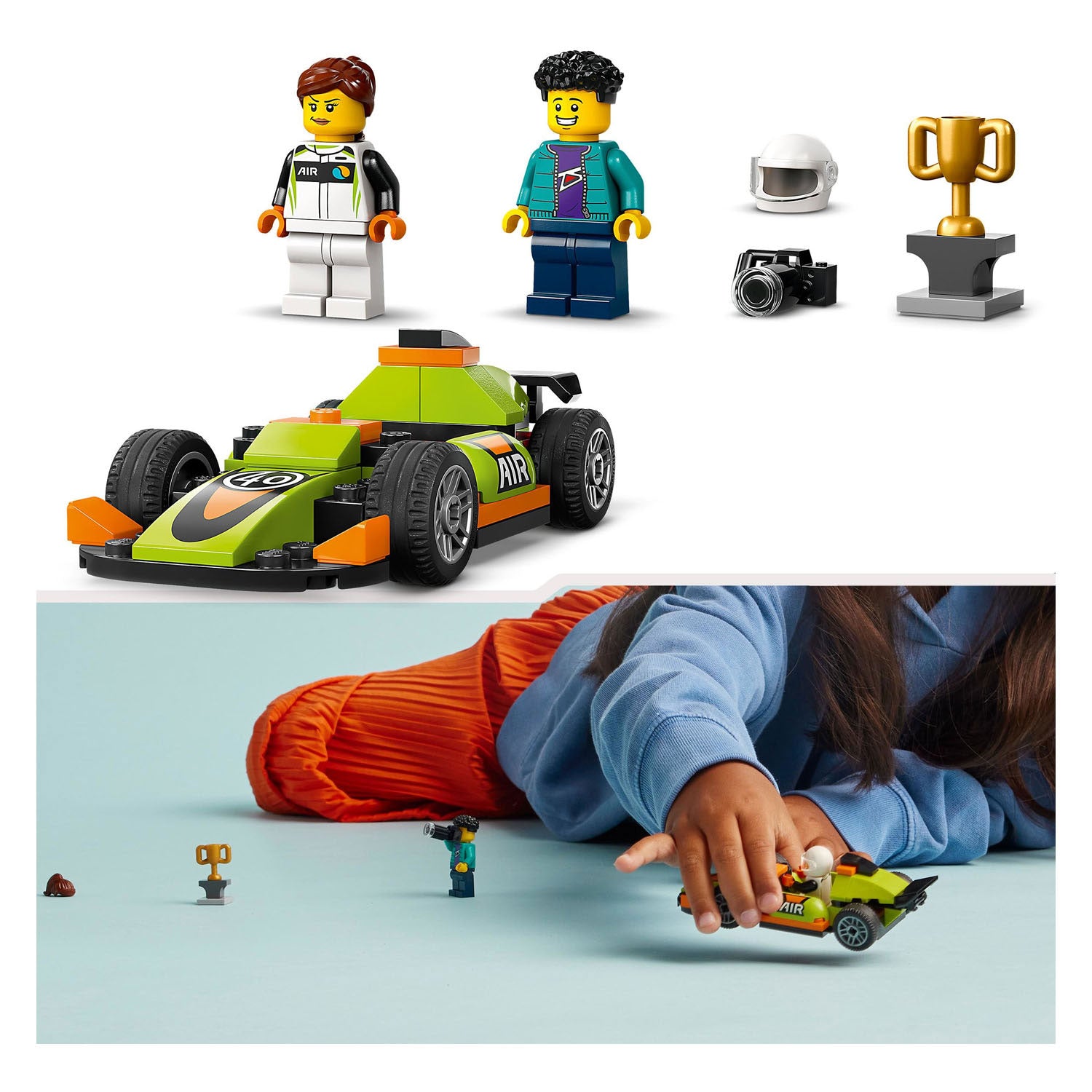Lego city race wagen groen met 2 figuurtjes - 60399