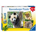 Ravensburger puzzel panda, tijger en leeuw, 3x49st.