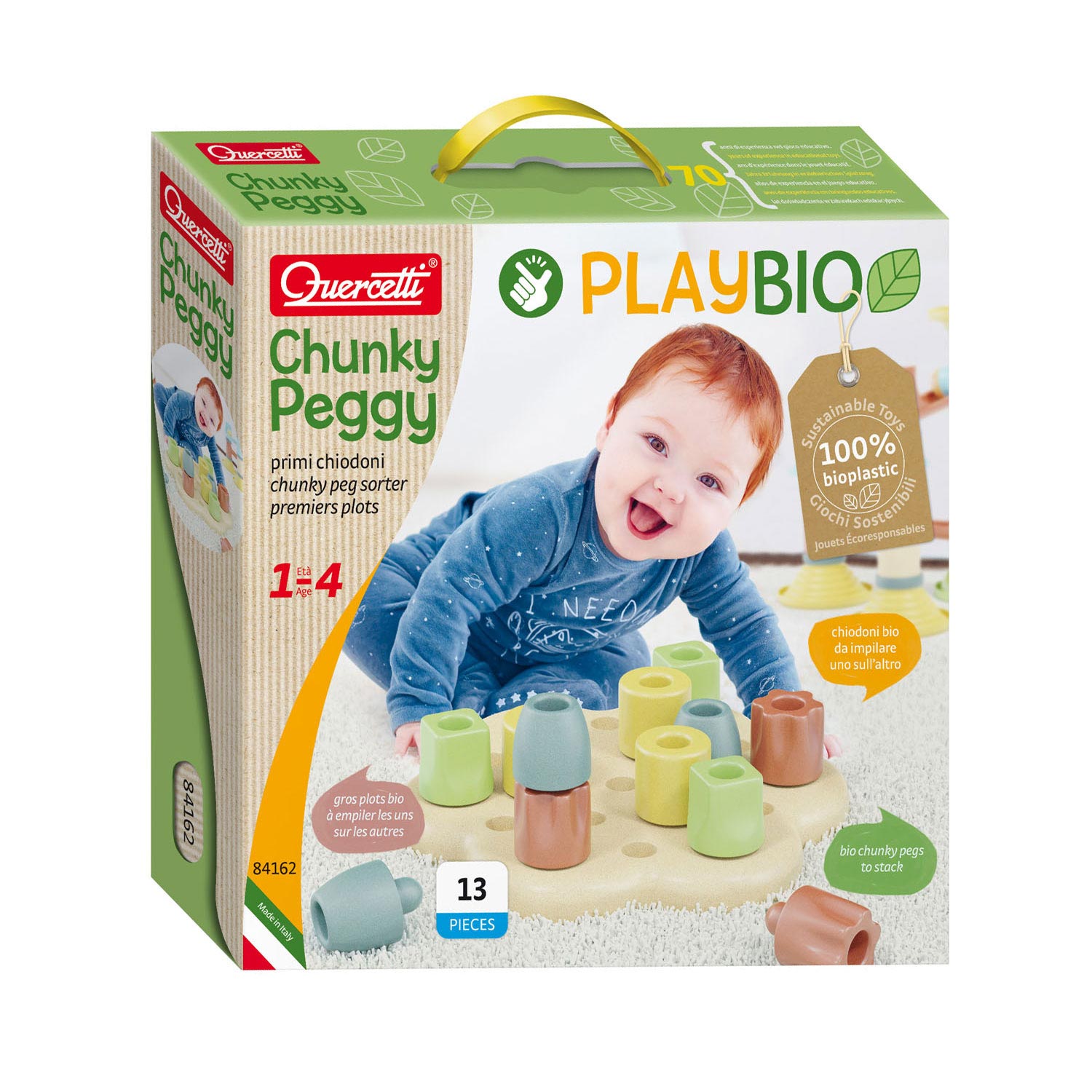 Quercetti playbio maxi insteek pinnen, 13dlg