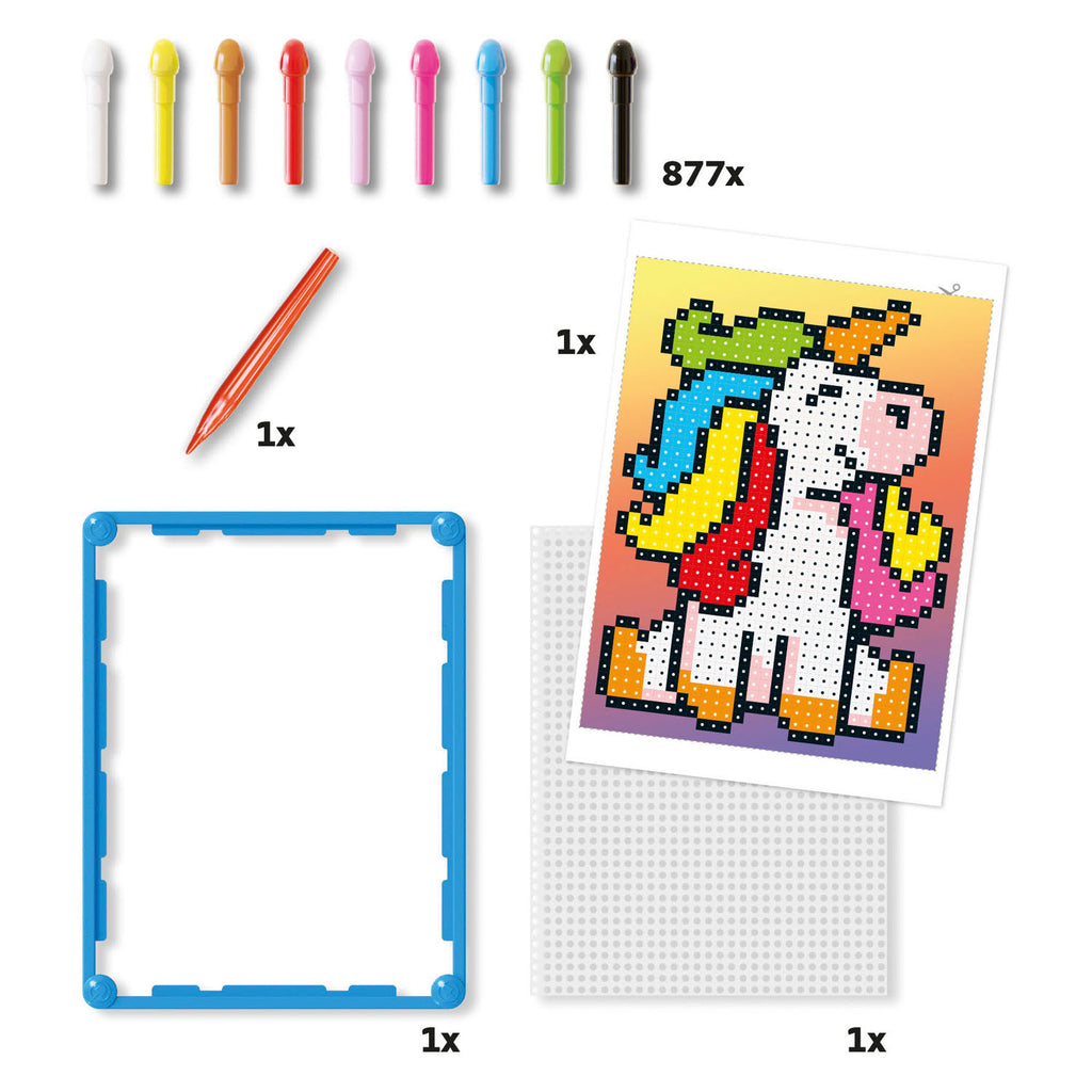 Quercetti pixel art basis eenhoorn, 880dlg.