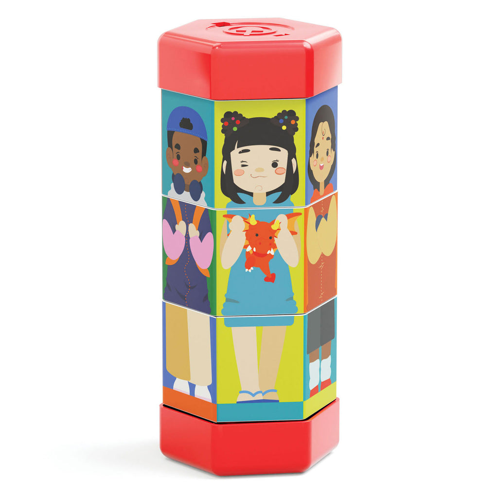 Quercetti tubo mix match roterende puzzel kinderen en beroepen