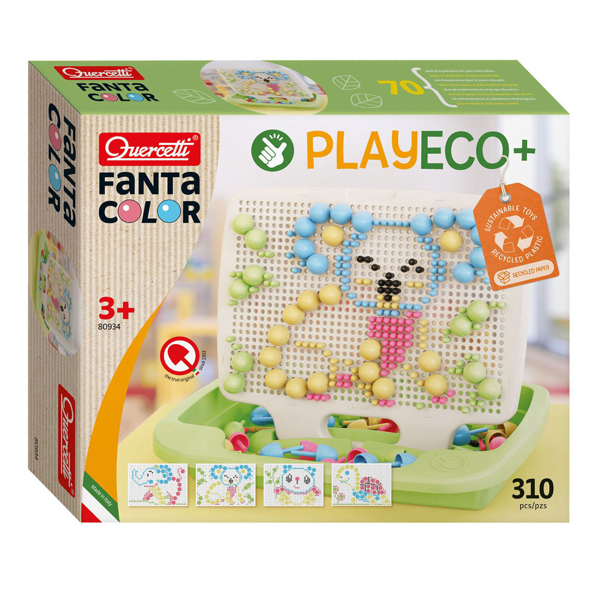 Quercetti fantacolor play eco insteek mozaïek, 310dlg.