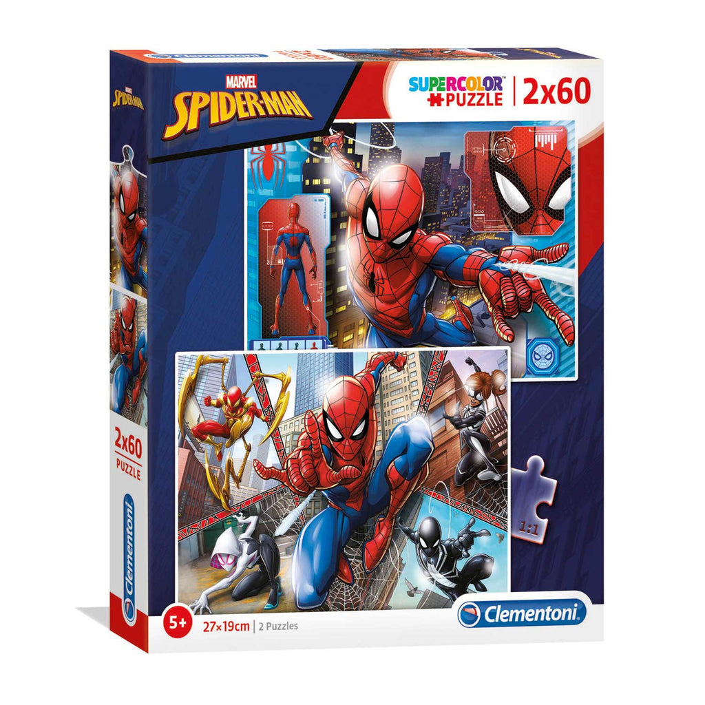 Clementoni supercolor puzzel spiderman 2x60 stukjes